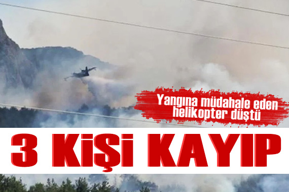 İzmir de orman yangınına müdahale eden helikopter baraja düştü! 3 kişi kayıp...