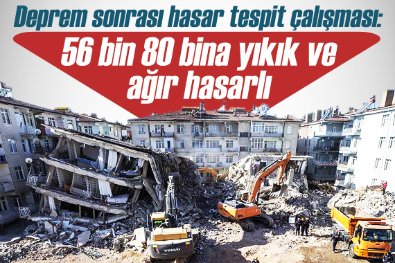 Deprem sonrası hasar tespit çalışması: 56 bin 80 bina yıkık ve ağır hasarlı