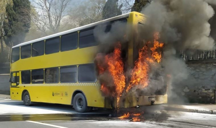 İstanbul da İETT otobüsünde yangın