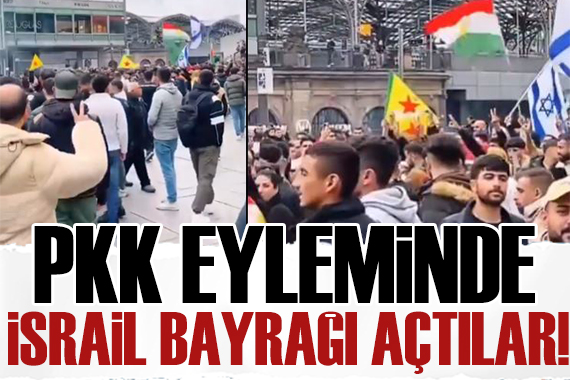 Almanya daki terör örgütü PKK yandaşlarının eyleminde İsrail bayrağı açıldı