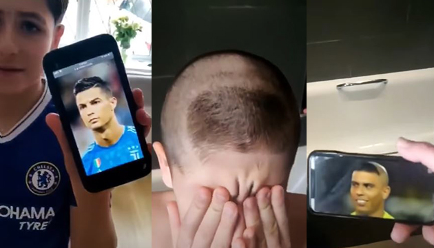 Saçını Ronaldo ya benzetmek isteyen çocuğun dramı!