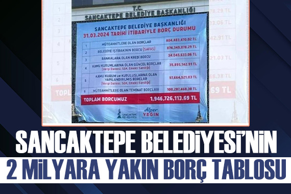 Sancaktepe Belediyesi nin 2 milyar liralık borç tablosu