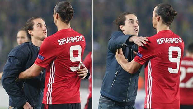 Maçtan sonra  şok  olay! Sahaya atladı ve İbrahimovic e sarıldı