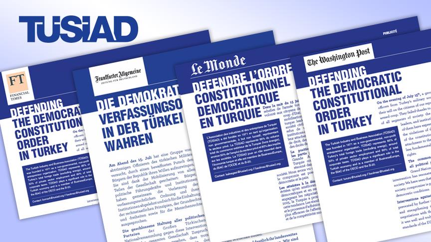 TÜSİAD darbe girişiminin ardından ilan yayımladı