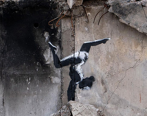 Banksy den Kiev de yeni çizimler