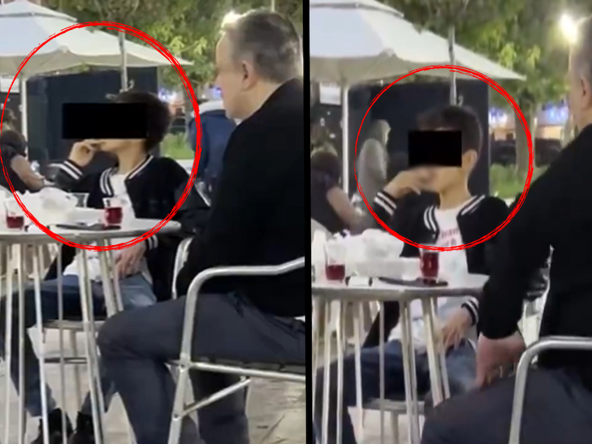 Ailesiyle oturan çocuğun sigara içtiği görüntüler gündem oldu