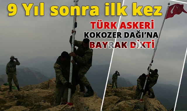 Asker, Kokozer Dağı na bayrak dikti