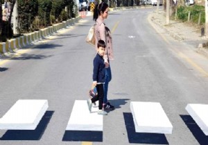 Aydın'da 3 boyutlu yaya geçidi uygulaması