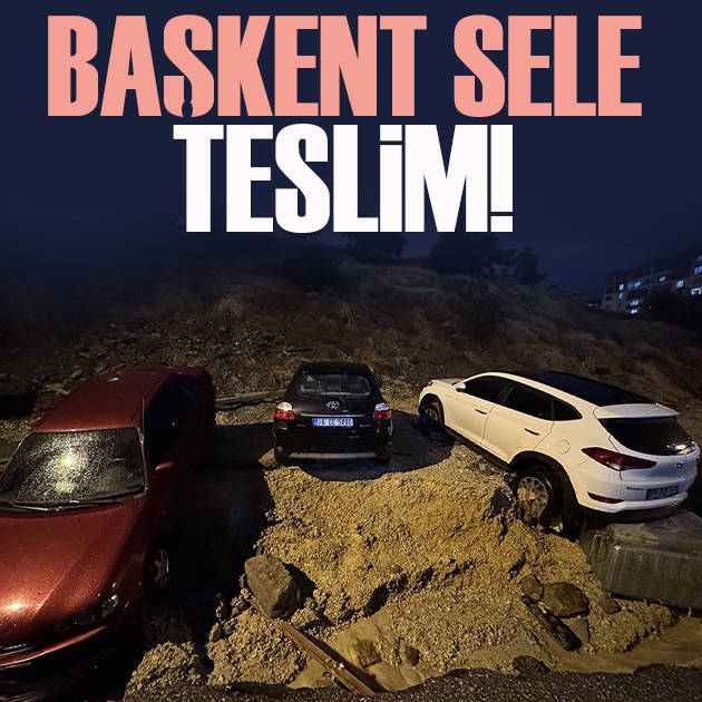 Başkent sele teslim: Yol çöktü, çok sayıda araç hasar gördü